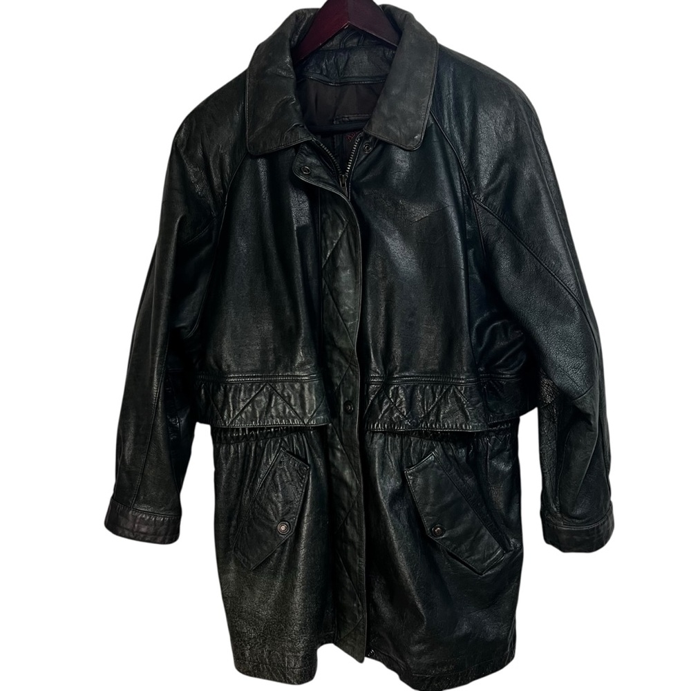 Vintage 1985 Wilsons Leather | Dark Green Parka Jacket | Men’s L (23” Chest) VTG - Picture 6 of 13